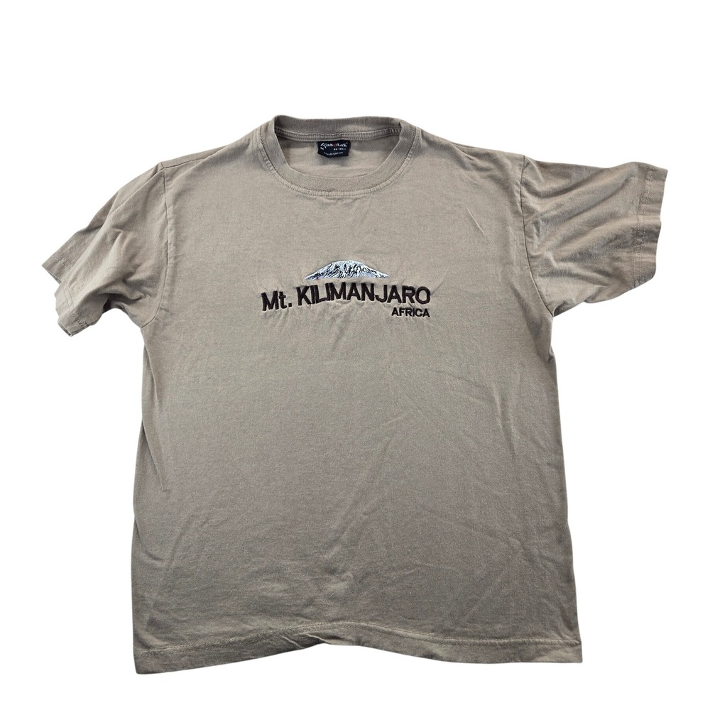 Airborne T Shirt Mens M Tan Mt Kilimanjaro Africa Embroidered Souvenir Tee Kenya